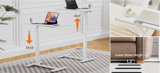 Adjustable Mobile Bed Table – Standing Computer Desk on Wheels
