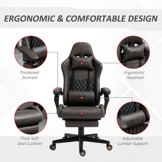 Racing Gaming Chair with Footrest – PU Leather Reclining Gamer Chair