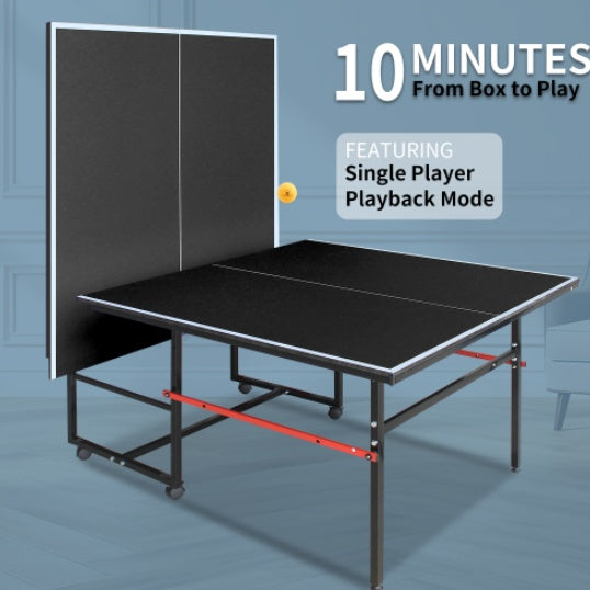 8ft Black Table Tennis Table – Foldable & Portable Ping Pong Set with Net, Paddles & Balls